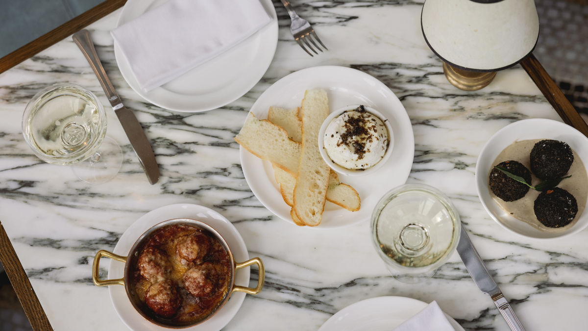 A table of food at Cecconi's Bicester Village